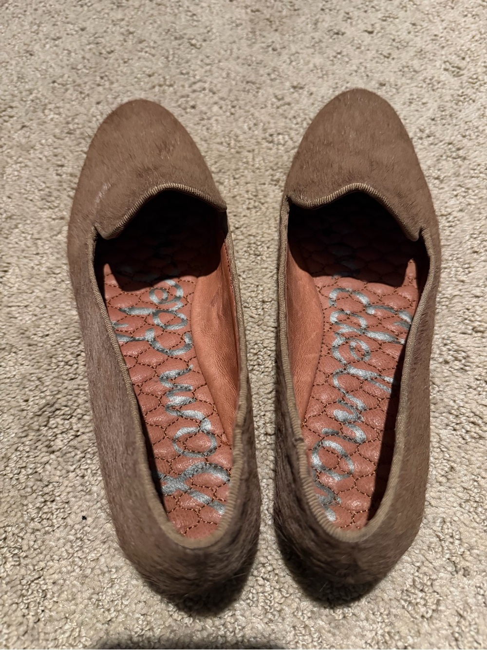 Sam Edelman Taupe Haircalf Slip-On Flats